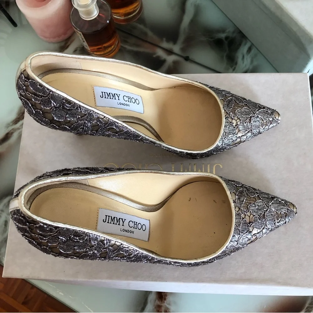 Jimmy Choo Romy 100 Satin Lace Court Shoes Stiletto Heels Women's Size 36 - Picture 9 of 14